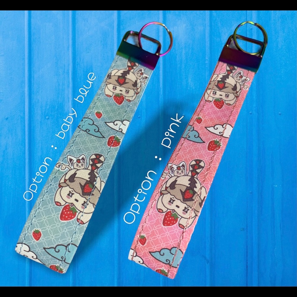 Cute Appa & Momo avatar strawberry theme wristlet